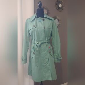 LC Lauren Conrad Green Trench Coat Lightweight